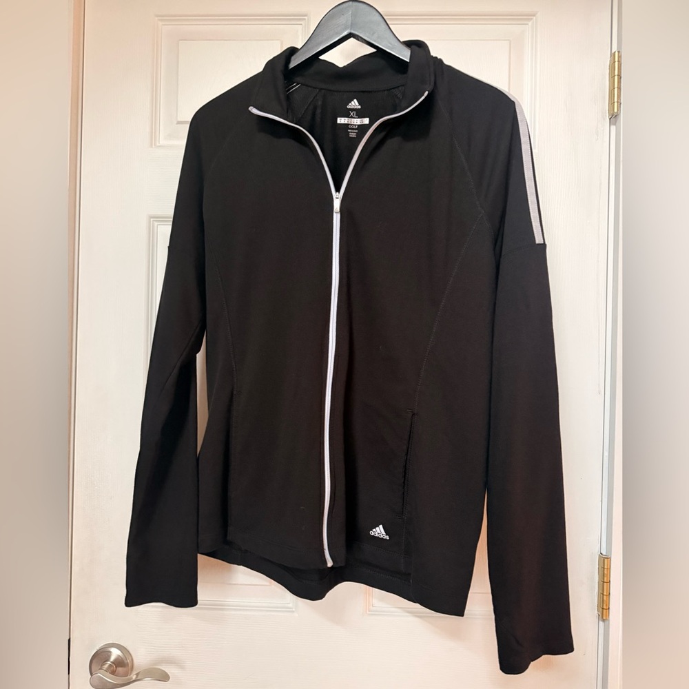 Adidas Black Golf zip up with White Trim